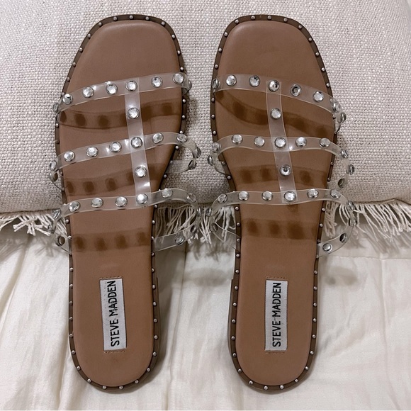 Steve Madden Shoes - Steve Madden Lyna Clear Sandal With Jeweled Detailing Size-10M